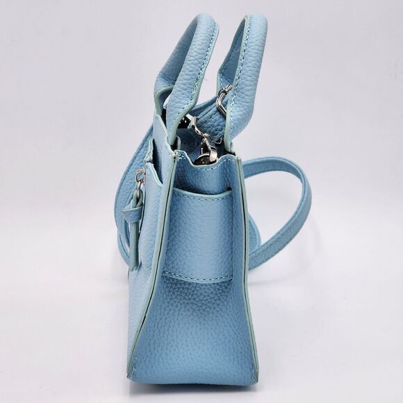 Brandon Blackwood Kuei Mini Zip Leather Tote Crossbody Bag Powder Blue - Picture 3 of 12